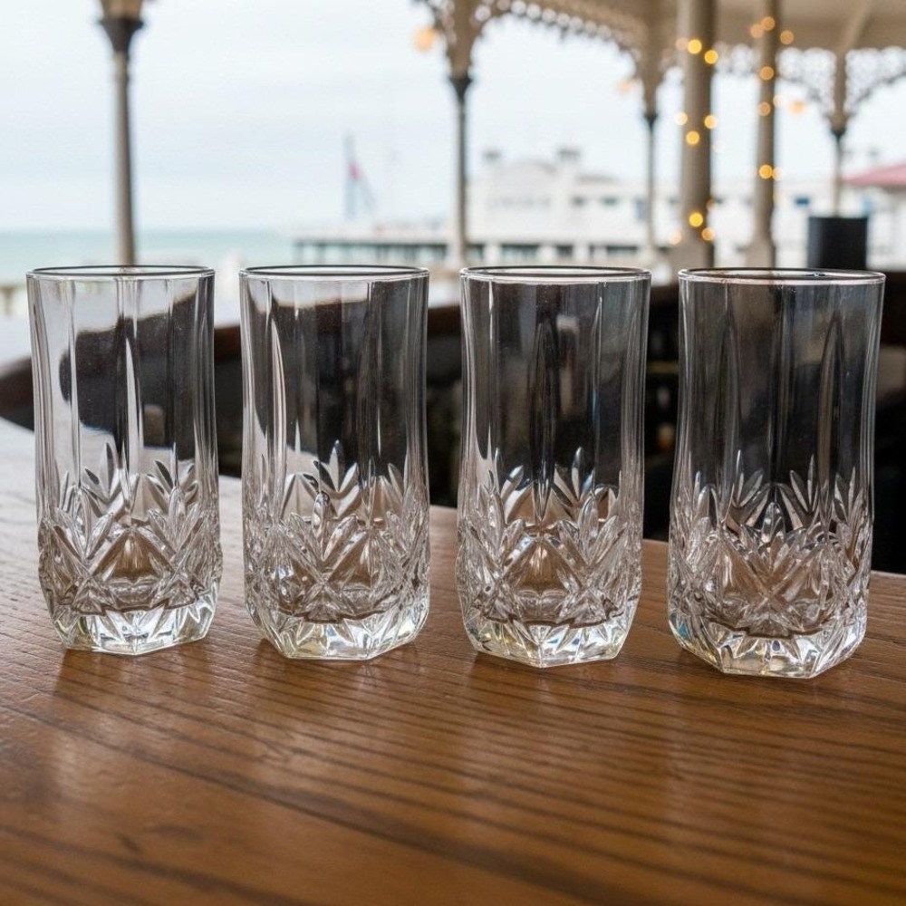 Cristal d' Arques Brighton Crystal 16oz Highball Tumbler Glasses Set of 4